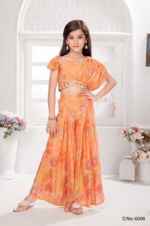 Vibrant orange Palazo with delicate motifs