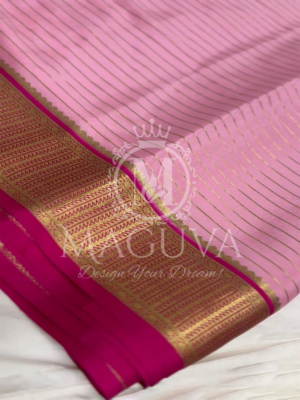 Pink Kanjivaram Silk Saree with Golden Zari Border