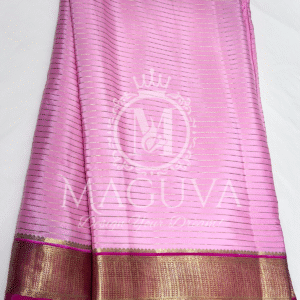 Pink Kanjivaram Silk Saree with Golden Zari Border