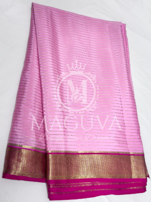 Pink Kanjivaram Silk Saree with Golden Zari Border