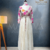Floral Crop Top with Cream Palazzo and Matching Dupatta