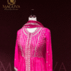 Pink Anarkali Dress with Silver Embroidery and Sequins