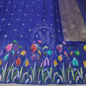 Royal Blue Banarasi Hand-Painted Tussar Silk Saree