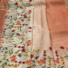 Peach Linen Saree with Floral Digital Print & Sequin Highlights