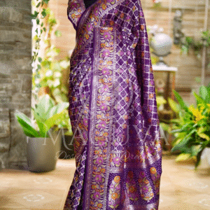 Royal Purple Banarasi Silk Saree with Intricate Floral Zari Weaving
