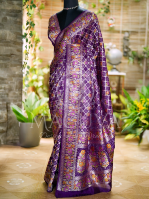 Royal Purple Banarasi Silk Saree with Intricate Floral Zari Weaving