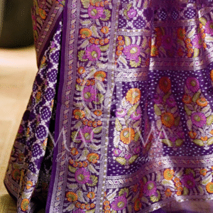 Royal Purple Banarasi Silk Saree with Intricate Floral Zari Weaving