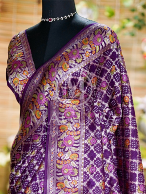 Royal Purple Banarasi Silk Saree with Intricate Floral Zari Weaving