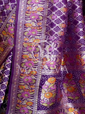 Royal Purple Banarasi Silk Saree with Intricate Floral Zari Weaving