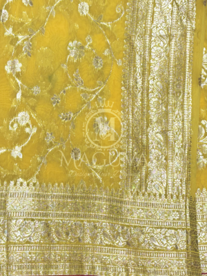 Royal Yellow Banarasi Silk Saree with Heavy Silver Zari Work