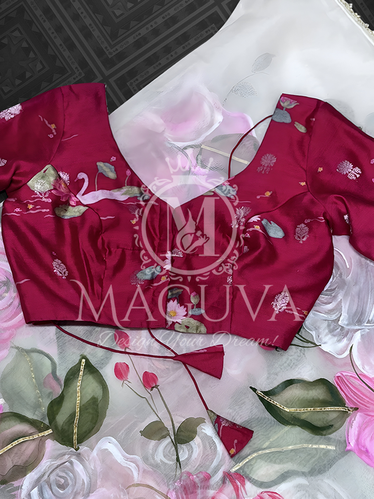 Organza hand-printed saree