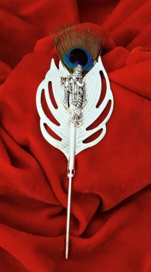 German Silver Krishna with peacock feather design Tilak stick